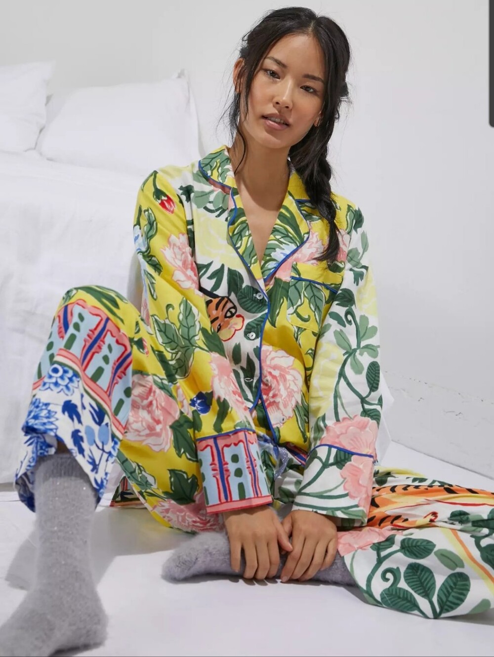 Anthropologie Lil Sire Tigresa Flannel Sleep Top Large Cotton Modal